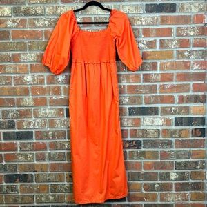 Free Assembly Orange Smocked Top Pencil Dress Off The Shoulder XS